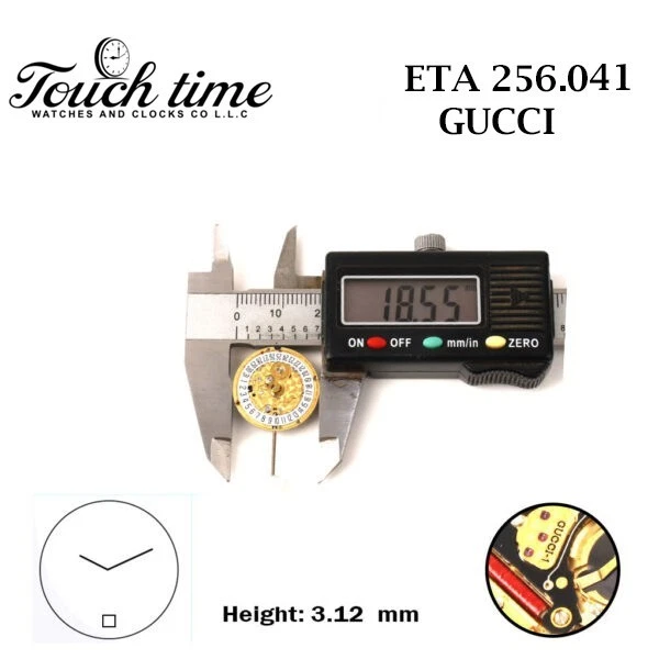 ETA 256.041 GUCCI 1 Swiss Made Watch Movement-2 Hands-White Date Disk At 6-H:3.12mm thumbnail 4