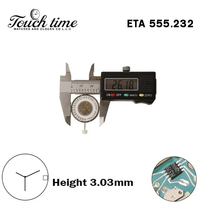 ETA 555.232-Swiss Quartz Movement-White Date Disk At 3-H:3.03mm-3Hands thumbnail 4