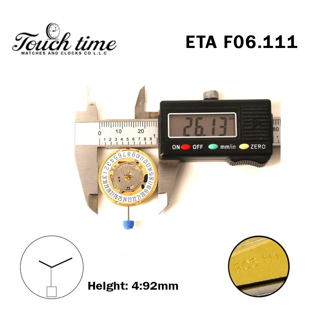 ETA F06.111-Quartz Movement-Height:4.92mm-White Date Disk At 6-3 Hands thumbnail 4