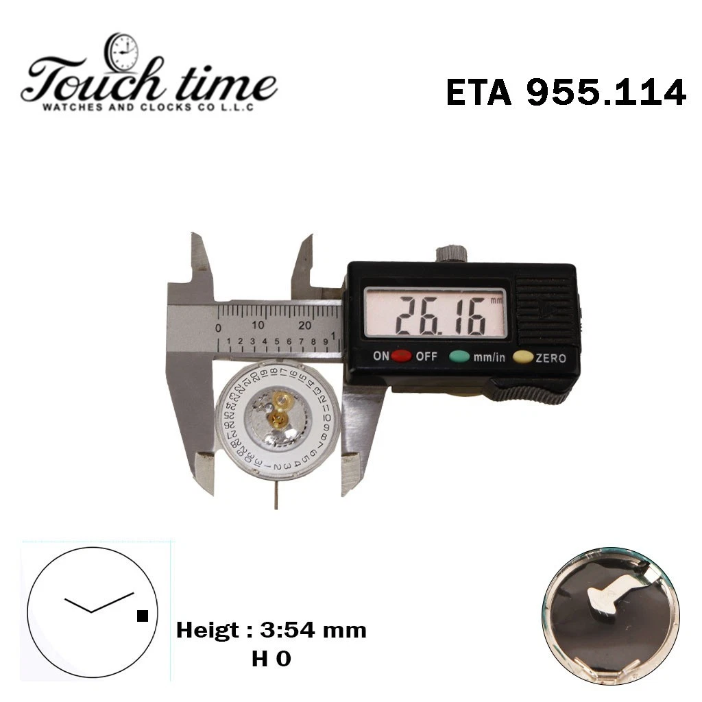 ETA 955.114 كوارتز حركة سويسرية - أبيض قرص التاريخ عند 3-2 عقارب - الارتفاع: 0(3.54mm) thumbnail 4