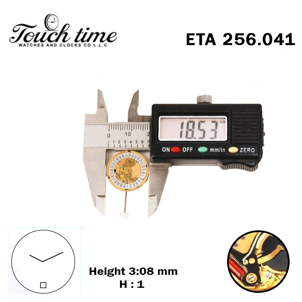 ETA 256.041-Quartz Movement-Black Circuit-White Disk At 6-Height:3.09mm-2 Hands thumbnail 4
