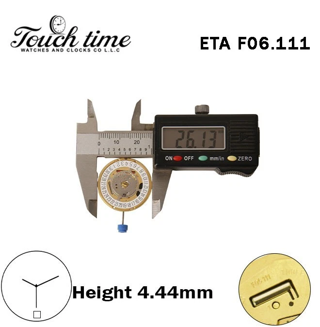 ETA F06.111-Quartz Movement-Height:4.44mm-White Date Disk At 6-3 Hands thumbnail 4
