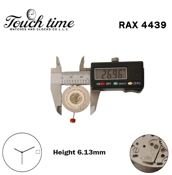 RAX 4439 - سويسري يدوي حركة - H: 6.13mm - 3 عقارب - أبيض قرص عند 3 - أحمر رقم. thumbnail 4