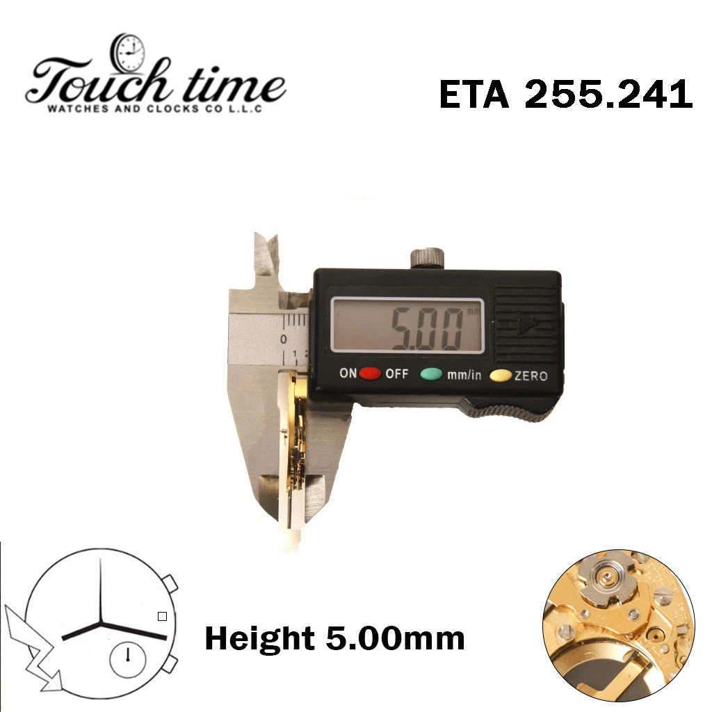 ETA 255.241 - حركة كوارتز - H: 5.00mm - Without Hour Wheel - أبيض قرص عند 3-3 عقارب thumbnail 3