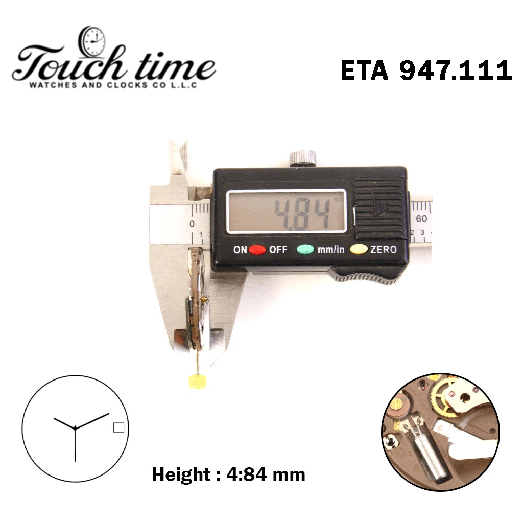 ETA 947.111 - حركة كوارتز سويسرية - 3 عقارب - H: 4.84mm - أبيض قرص عند 3 - فضي thumbnail 3