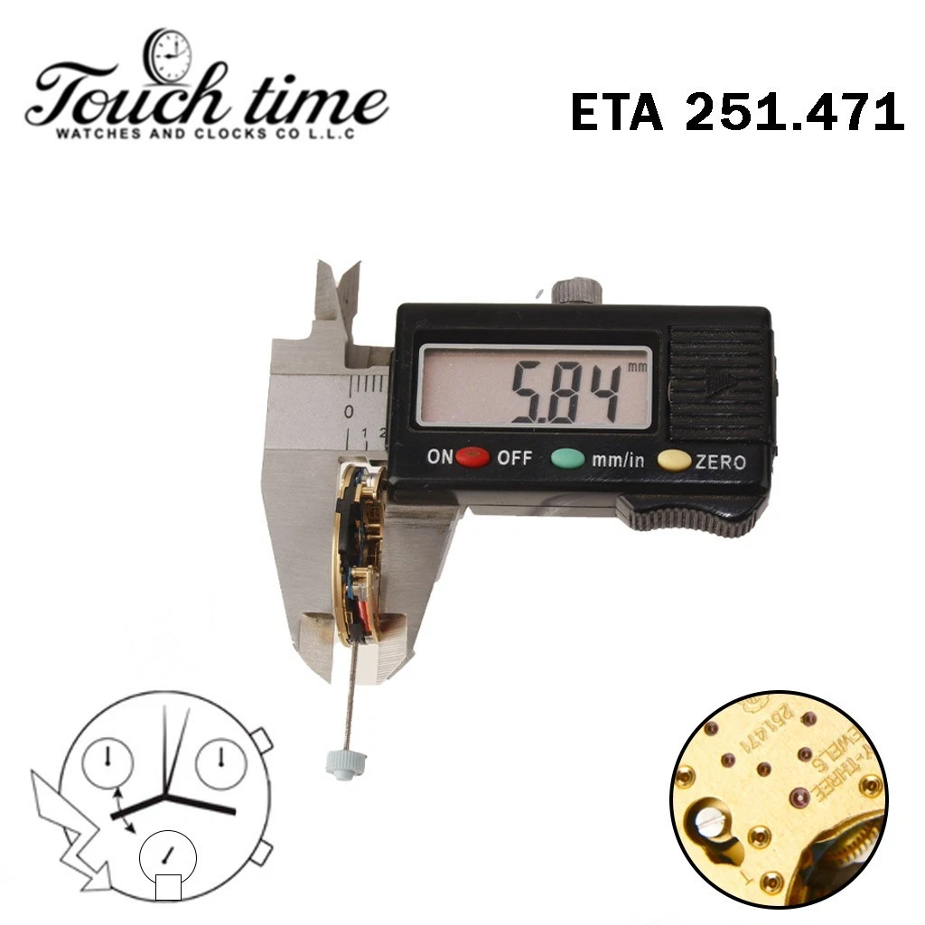 ETA 251.471 Swiss Movement-Chronograph-White Disk At 6-3 Couner-Height:5.84mm. thumbnail 3