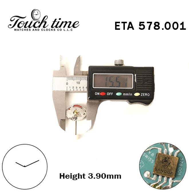 ETA 578.001 - حركة كوارتز سويسرية - H: 3.90mm - Without قرص - 2 عقارب. thumbnail 4