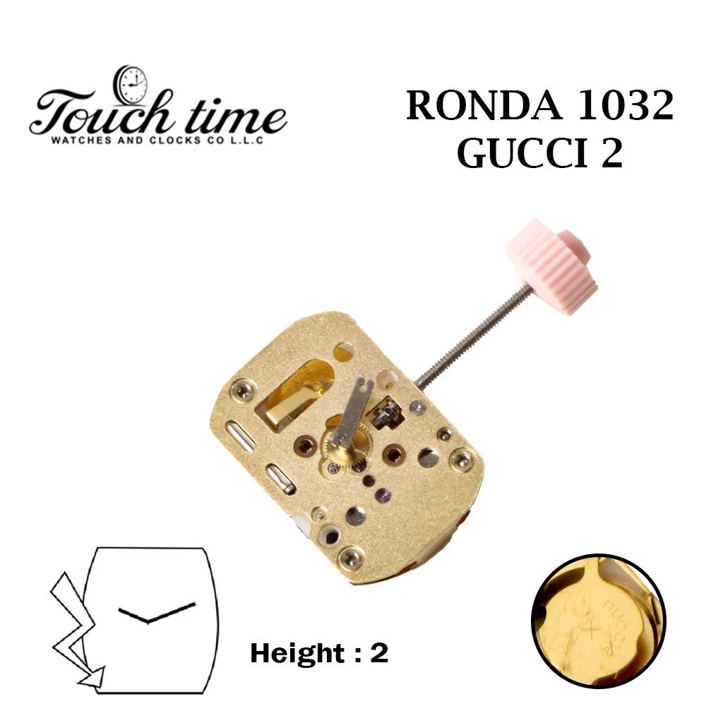 RONDA 1032 GUCCI-2 Swiss Made Watch Movement-Without Disk- 2 Hands- Height:2. thumbnail 2