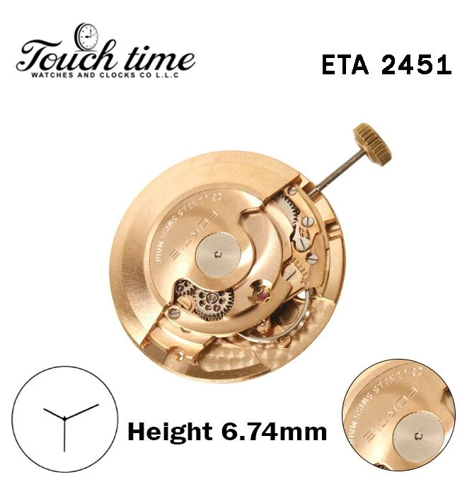 ETA 2451 FORTIS-Automatic Swiss Movement-Without Disk-Height:6.74mm-3 Hands.