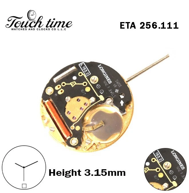ETA 256.111 LONGINES-Quartz Movement-White Disk At 6-Height:3.15mm-3 Hands.