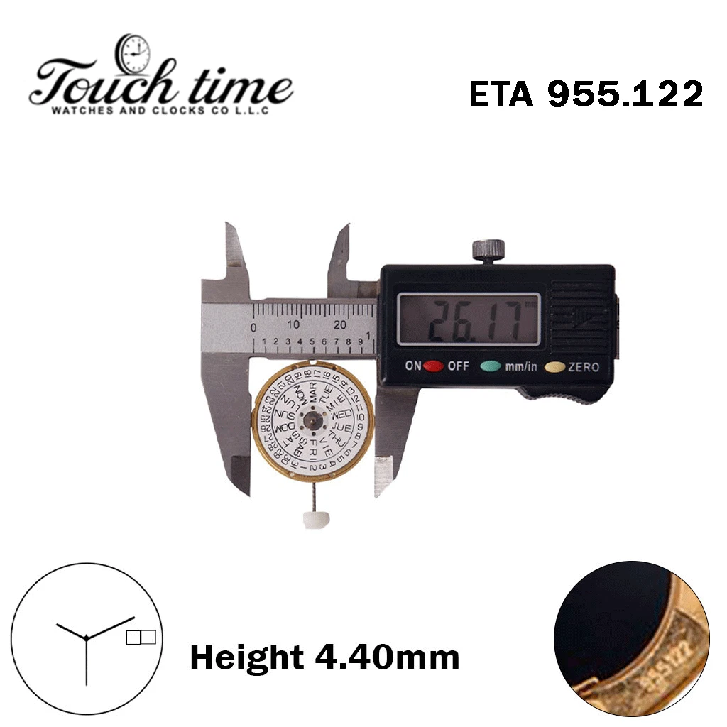 ETA 955.122-Swiss Quartz Movement-White Date/Day Disk At 3-H:4.40mm-3 Hands. thumbnail 4