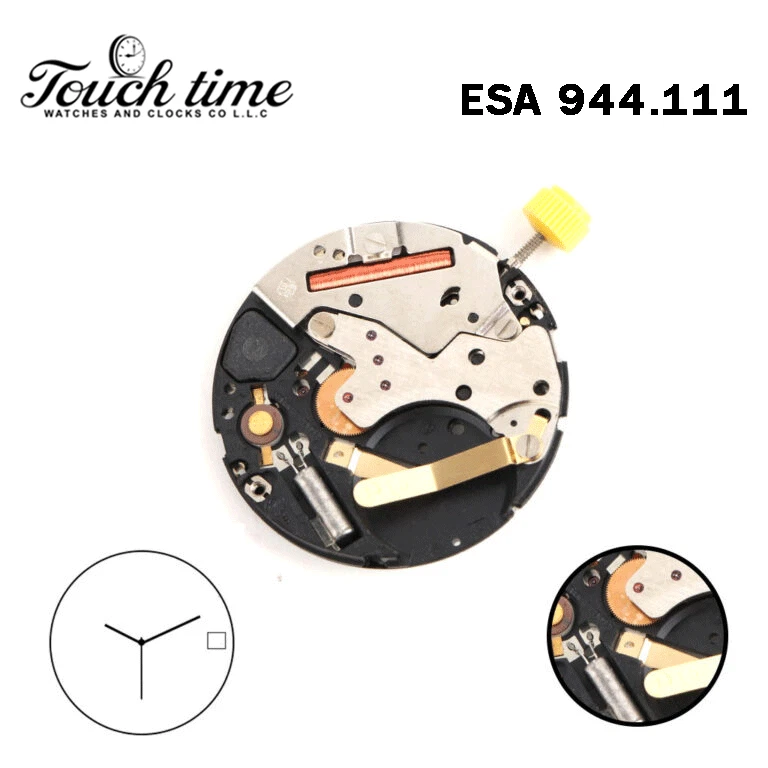 ESA 944.111- Quartz Movement-Without Hour Wheel-White Date Disk At 3-3 Hands.