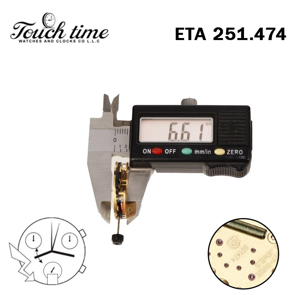 ETA 251.474 Swiss Movement-Chronograph-White Disk At 6-3 Couner-Height:6.61mm thumbnail 3