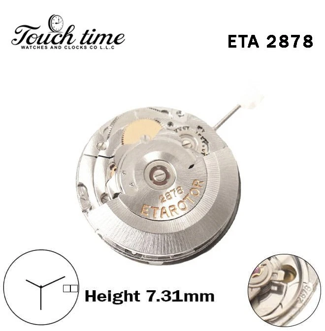 ETA 2878-Swiss Quartz Movement-White Date& Day Disk At 3-Height:7.21mm-3 Hands