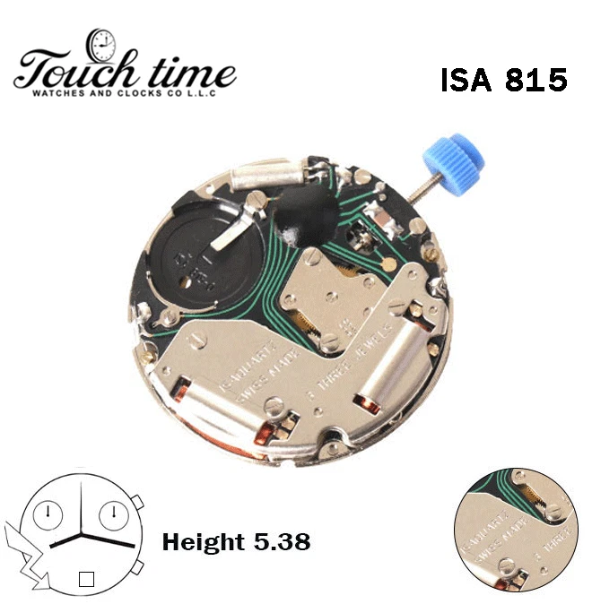 ISA 815 Swiss Quartz Movement-Chronograph-Height:5.38mm-White Disk At 6-3 Hands.