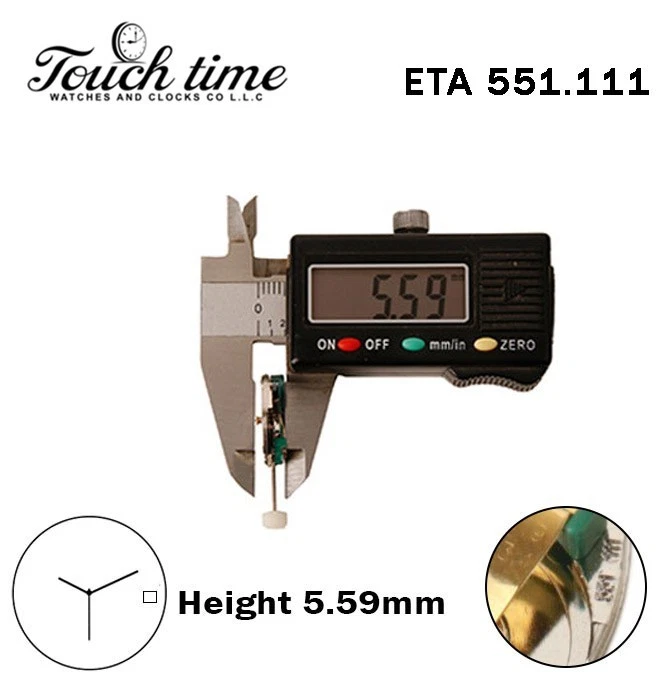 ETA 551.111 Quartz Swiss Movement -White Date Disk At 3-3 Hands-Height:5.59mm thumbnail 3