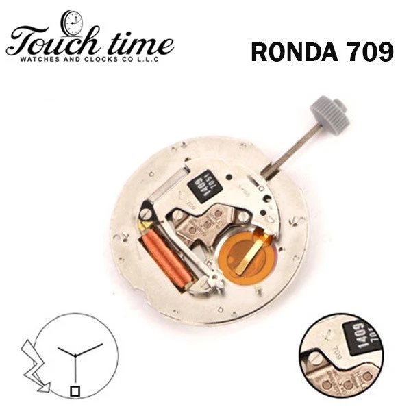 Ronda 709 Swiss Quartz Movement- Moon Phase– White Date at 6-3Hands.