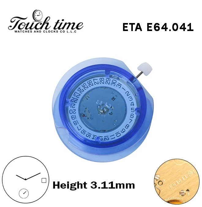 ETA E64.041 - حركة كوارتز - أبيض قرص عند 3 - الارتفاع: 3.11mm - صغيرة Second - 2 عقارب. thumbnail 5