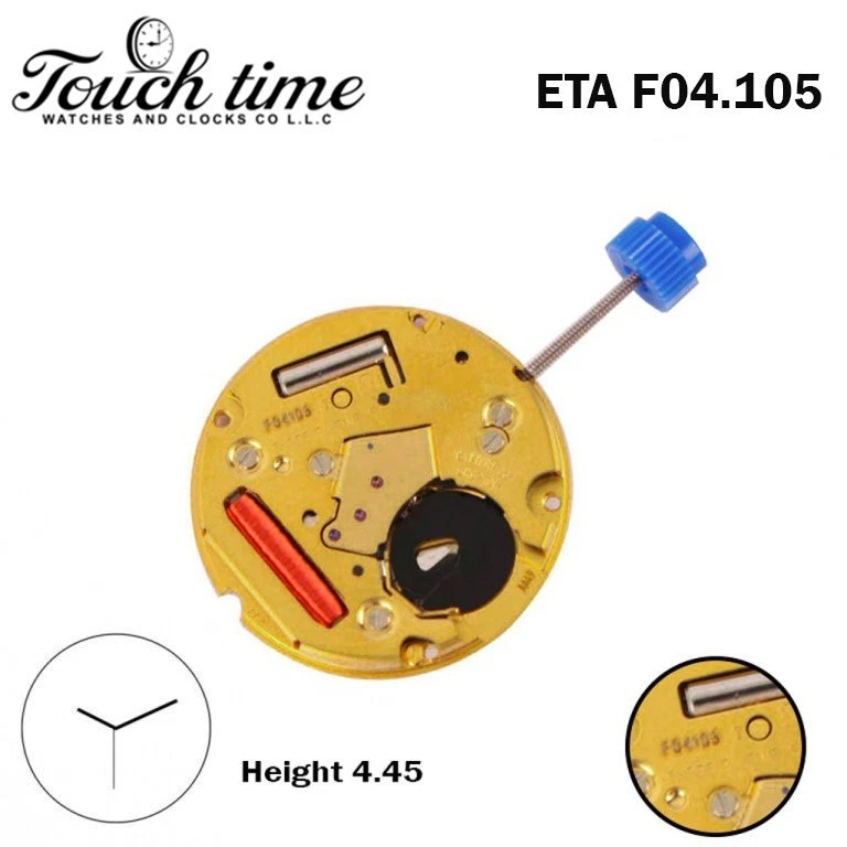 ETA F04.105 Swiss Watch Movement-3 Hands-3 Jewels- Without Disk- Height:4.45mm.