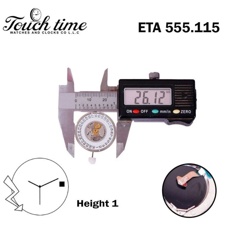 ETA 555.115 Swiss Quartz Movement-5 Jewels-3 Hands-White Date Disk at 3-H:3.91mm thumbnail 4