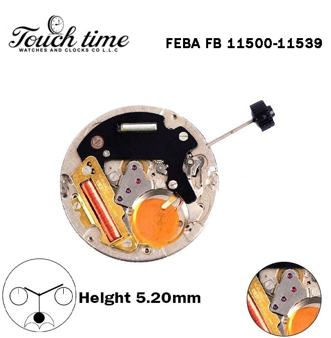 FEBA FB 11500-11539-Quartz Movement-H:5.20mm-Without Disk-3 Hands-Moon Phase.
