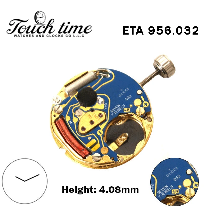 ETA 956.032 - GUCCI - 1 - حركة كوارتز سويسرية - H: 4.08mm - Without قرص - 2 عقارب.