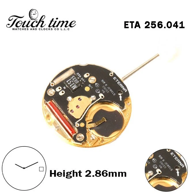 ETA 256.041 - ETERNA - حركة كوارتز - أبيض قرص عند 3 - الارتفاع: 2.86mm - 2 عقارب.