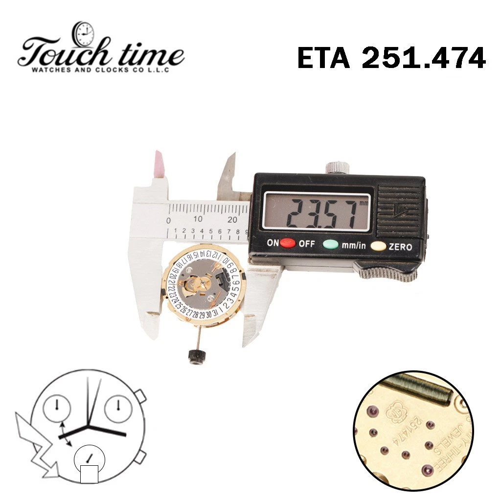 ETA 251.474 Swiss Movement-Chronograph-White Disk At 6-3 Couner-Height:6.61mm thumbnail 4