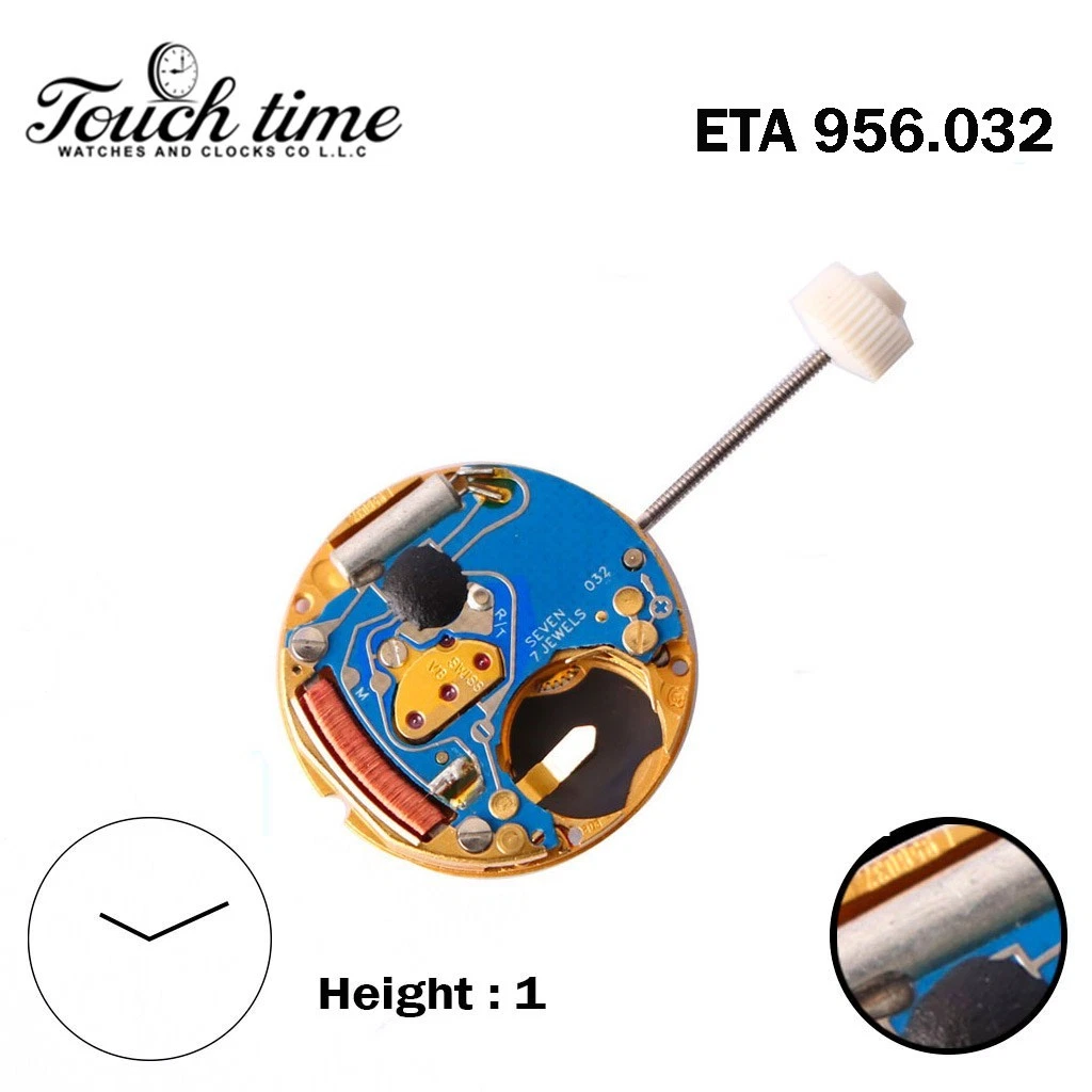 ETA 956.032 Swiss Quartz Watch Movement-2 Hands-Without Disk-H:3.12mm.