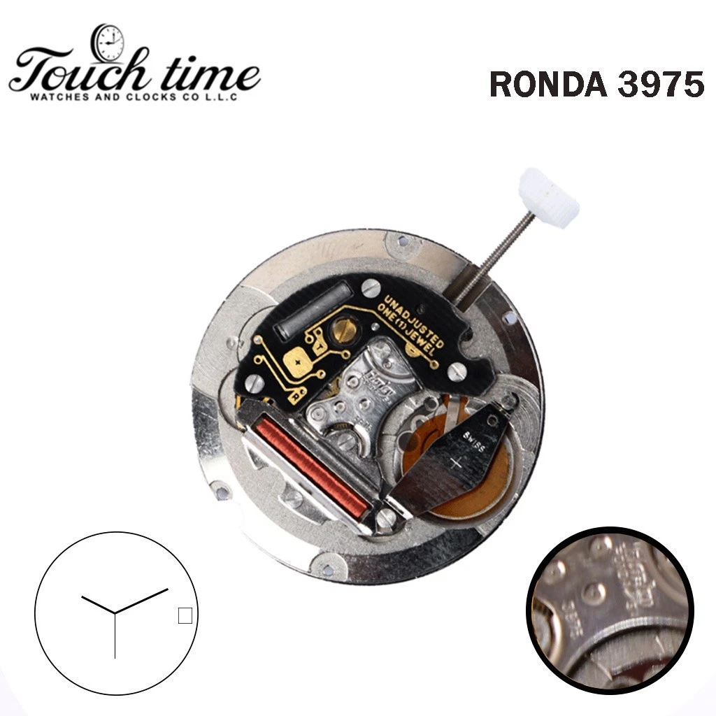 Ronda 3975 Harley Swiss Quartz Movement-Without Disk-Silver Color-One Jewels.