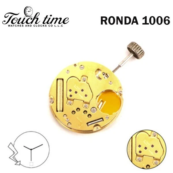 RONDA 1006 Swiss Quartz Movement–0 Jewels-2 Hands-Disk At6-Gold Plated-H:23.90mm