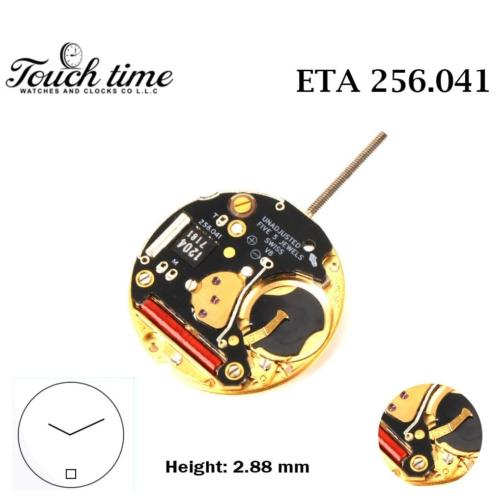 ETA 256.041 Swiss Made Watch Movement-2 Hands- Black Date Disk At 6- Height:2.88mm .