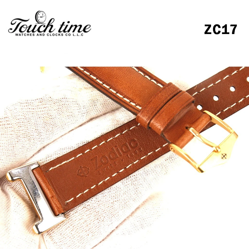 Genuine Zodiac Leather -Size:16mm-Brown Strap-Stainless steel Buckle Zodiac#ZC17 thumbnail 4