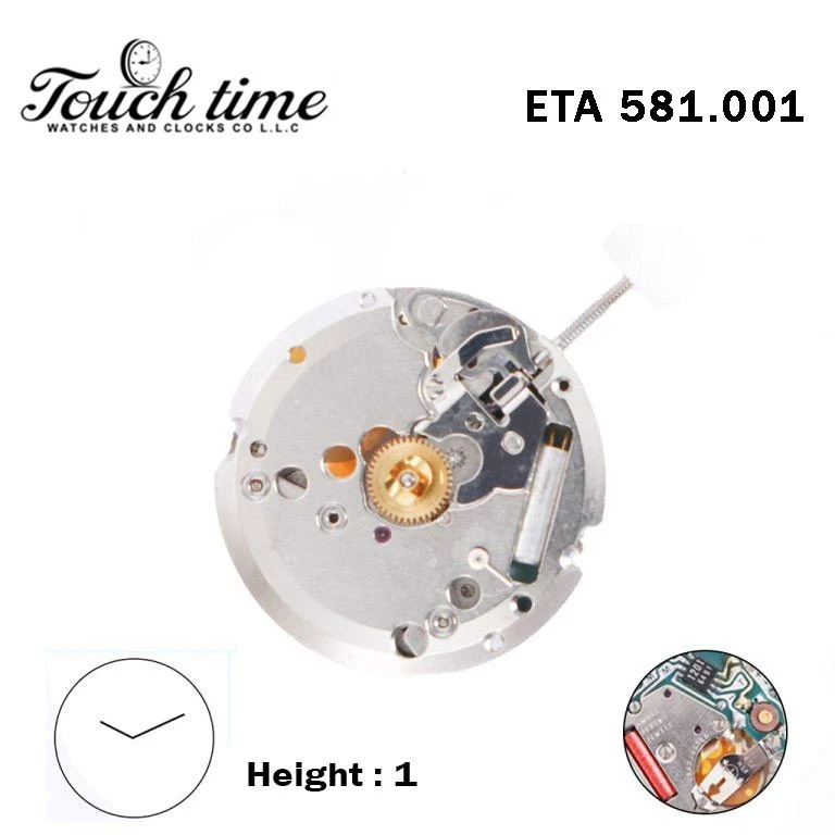 ETA 581.001-Swiss Movement-Height:1-Small Second-Without Disk-2 Hands thumbnail 2