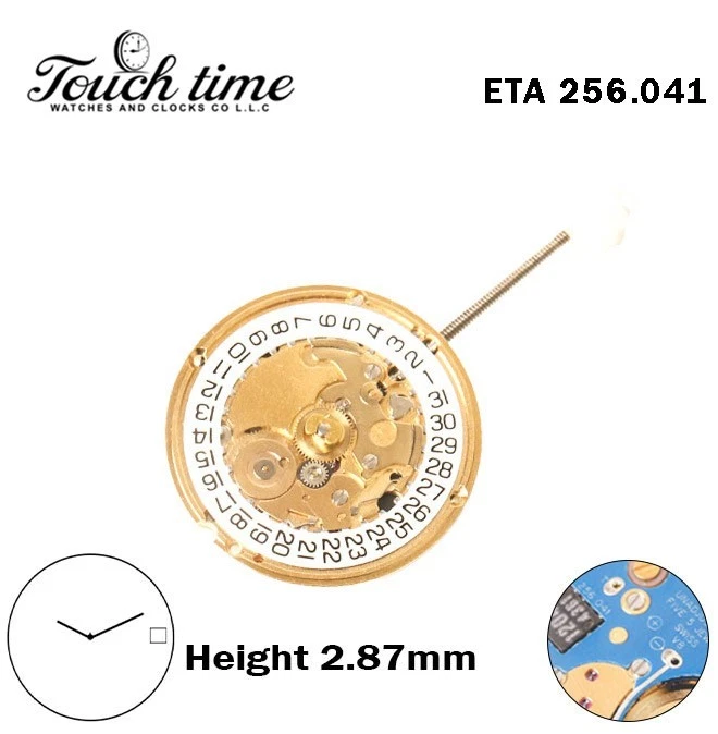 ETA 256.041-Quartz Movement-Blue Circuit-White Disk At 3-Height:2.87mm-2 Hands. thumbnail 2