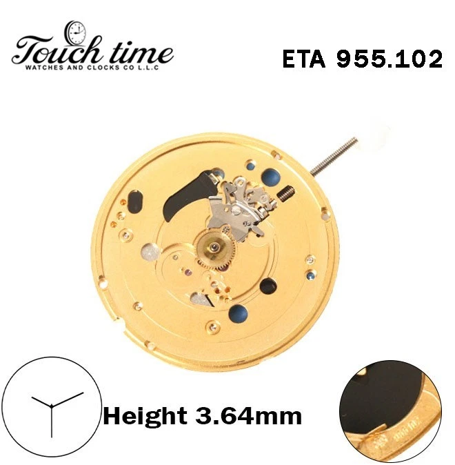 ETA 955.102 -Swiss Made Quartz Movement-Height:3.64mm-Without Disk-3 Hands. thumbnail 2