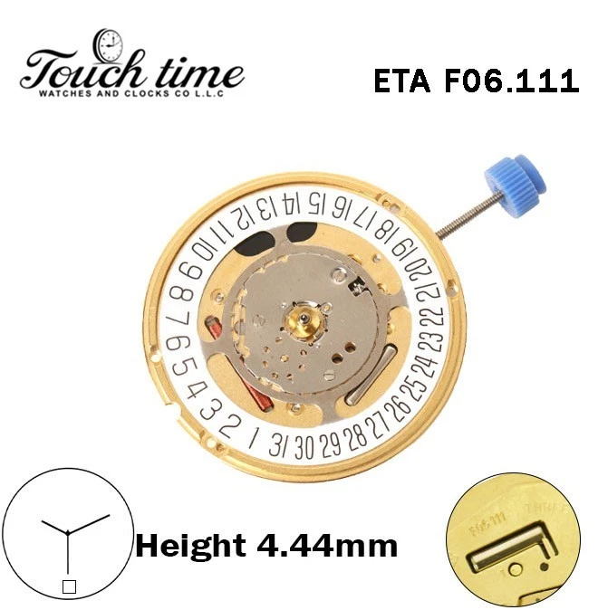 ETA F06.111-Quartz Movement-Height:4.44mm-White Date Disk At 6-3 Hands thumbnail 2