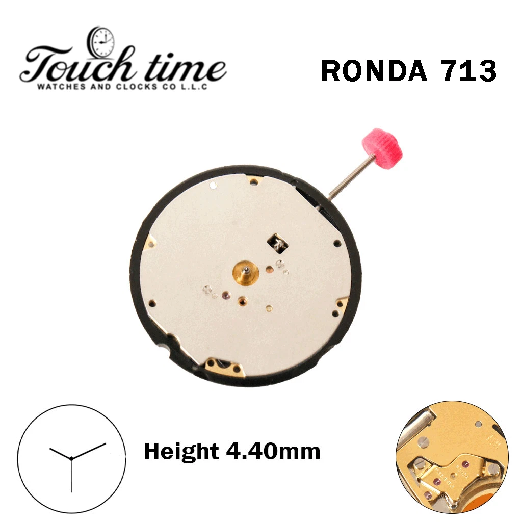 RONDA 713 Swiss Watch Movement-3 Hands-Without Disk-Height:4.40mm. thumbnail 2